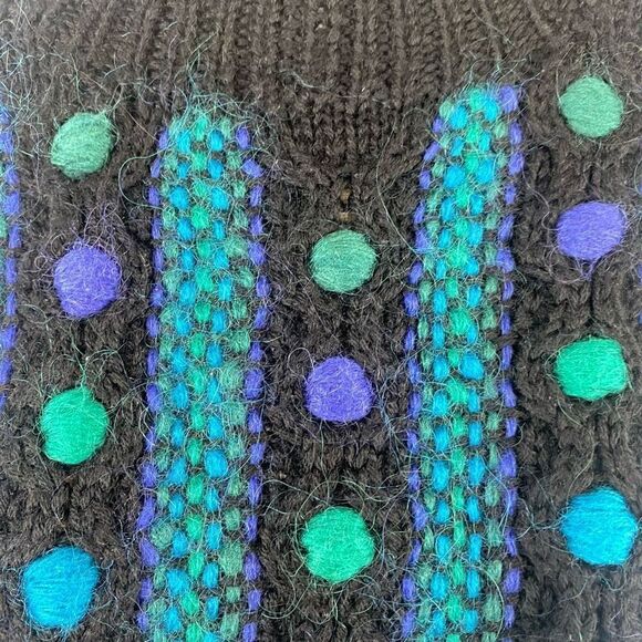 Vintage Hand Knit Sweater Casual Corner Unique Vibrant Wool Mohair - Picture 11 of 12